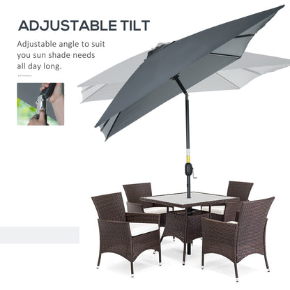 3x2m Garden Parasol Umbrella with Aluminium Pole, Tilt and Crank, Rectangular Outdoor Table Parasol Sun Shade for Patio
