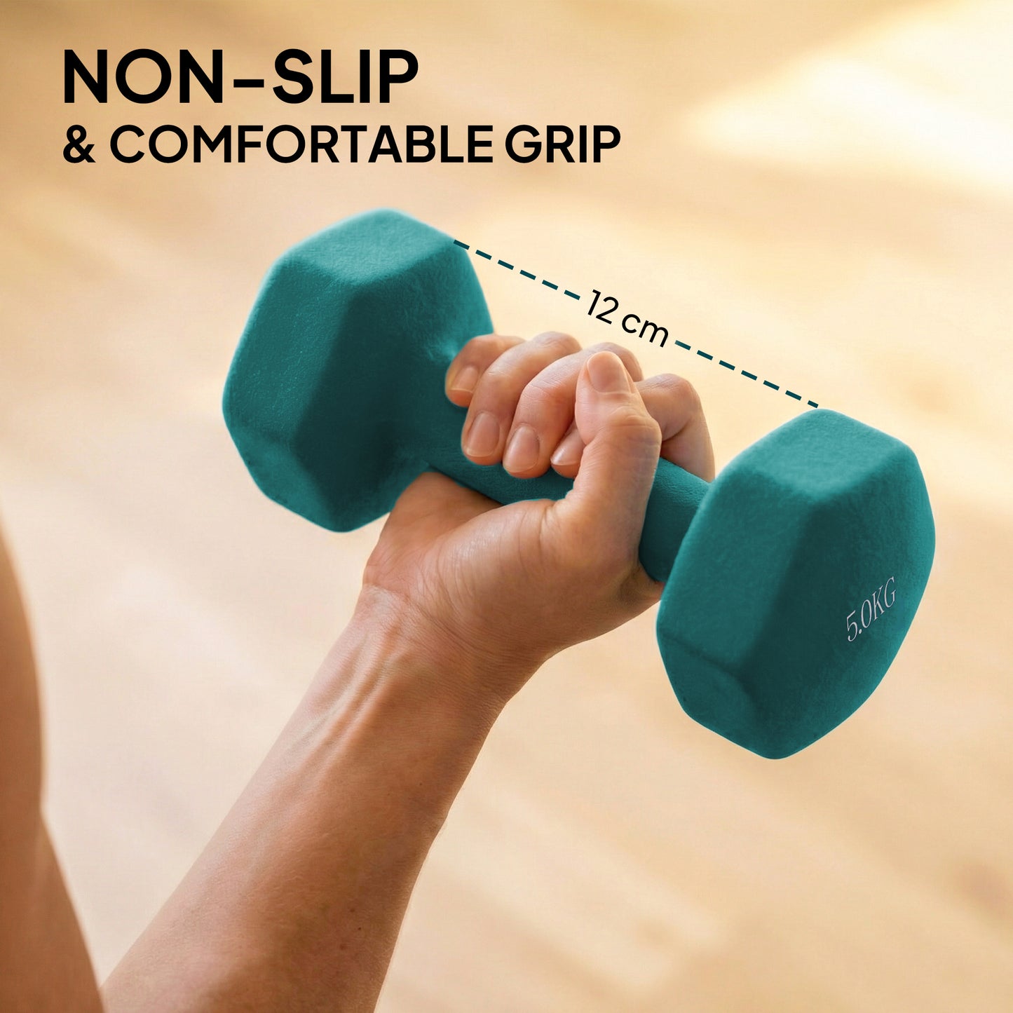Hex Dumbbells Set with Dumbbell Rack, Non Slip Hand Weights for Home Gym Strength Training, 2 x 1kg, 2 x 3kg, 2 x 5kg