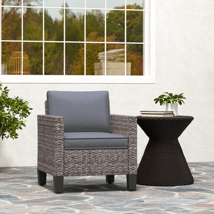 Single Rattan Armchair, with Cushions - Mixed Grey