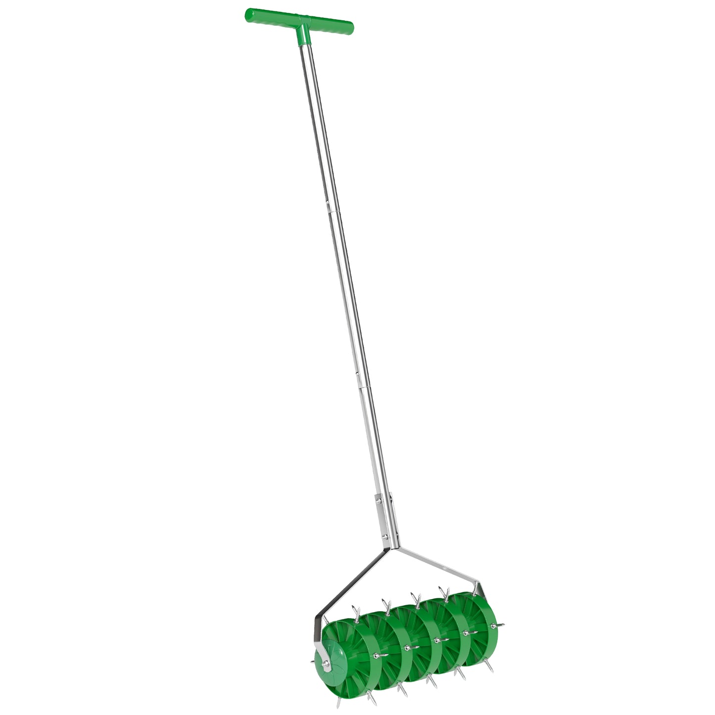 Rolling Lawn Aerator, Manual Grass Spike Roller, Heavy Duty Garden Aerator with 3 Piece Detachable Handle and T-bar Grip