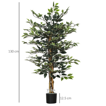 4.5ft Ficus Artificial Plant with Realistic Leaves, Potted Fake Tree for Home Office Indoor Decor, Green