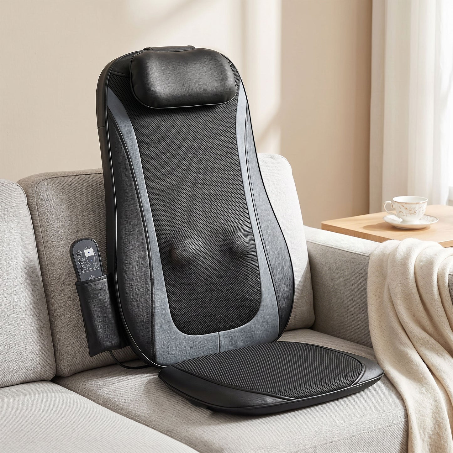 Back Massager with Heat, Deep Tissue Kneading Massage Chair with 3-Level Seat Vibration, Massage Chair Pad for Back Pain