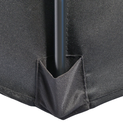 3(m) Half Parasol, Semi Round Umbrella with Metal Frame, Crank Handle for Balcony, Garden, Black