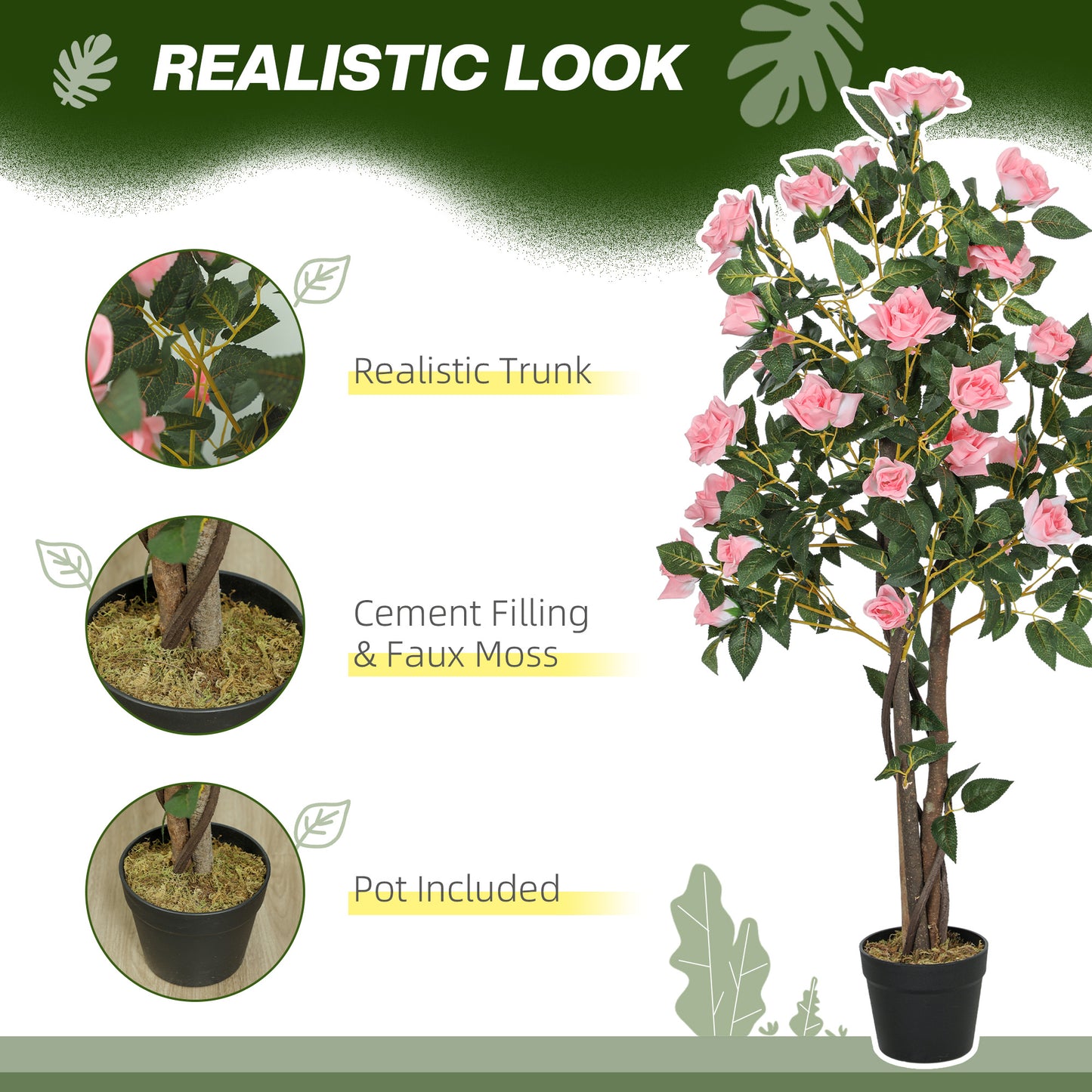 Set of Two Faux Rose Plants, with Pots