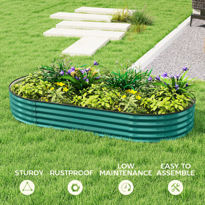 Galvanised Raised Garden Bed, Metal Planter Box with Safety Edging, for Flowers, Herbs, Succulents, Light Green