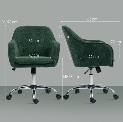 Snow Flannel Office Chair with Padded for Home - Dark Green