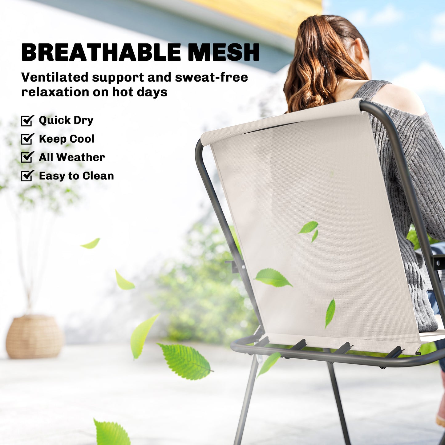 8 Piece Garden Dining Set with Umbrella Garden Furniture Set with 6 Folding Chairs, Tempered Glass Table for Patio Cream
