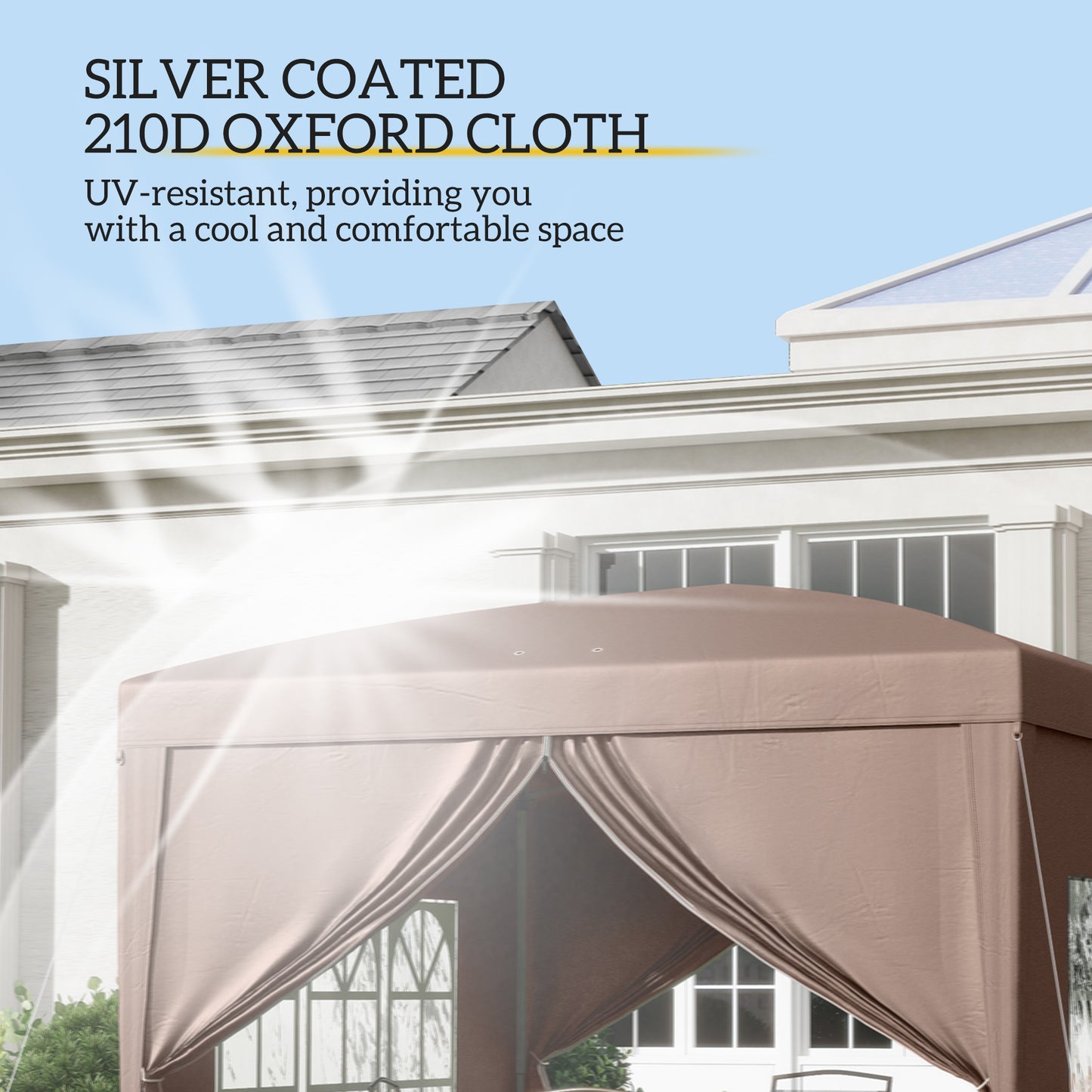 3x3(m) Pop-Up Gazebo, with Curtain Walls and Windows, Coffee