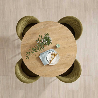 80cm Industrial Round Dining Table - White Oak
