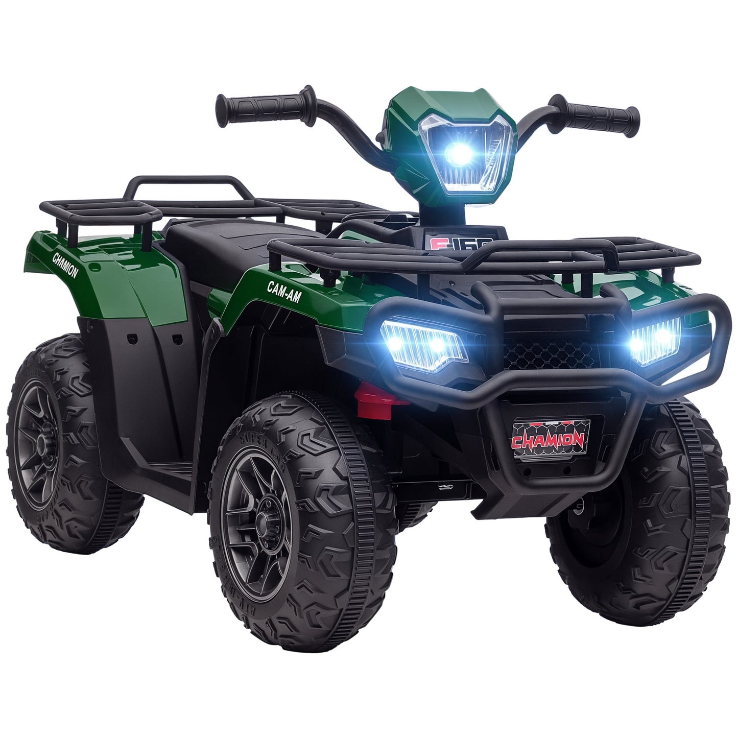 12V Kids Quad Bike with Forward, Reverse Functions, Ride-On ATV w/ Music, LED, Headlights, for Ages 3-5 Years - Green