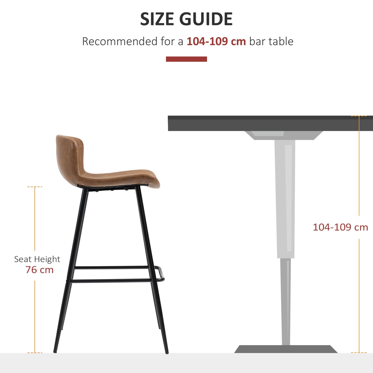 Bar Stools Set of 2, PU Leather Upholstered Bar Chairs, Breakfast Kitchen Counter Chairs with Backs