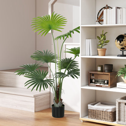 145cm Artificial Palm Tree, Decorative Artificial Plant with Lifelike PEVA Leaves and Coconut Coir
