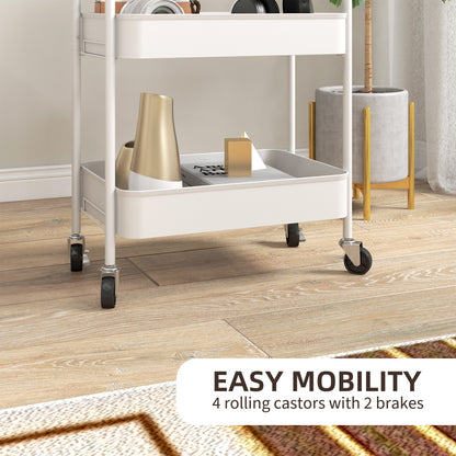 Three-Tier Steel Storage Trolley - White