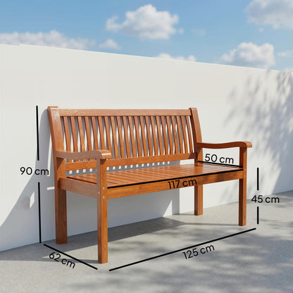Garden Bench 2 Seater, Wooden Outdoor Bench with Waterproof Cover, Garden Seat with Ergonomic Backrest