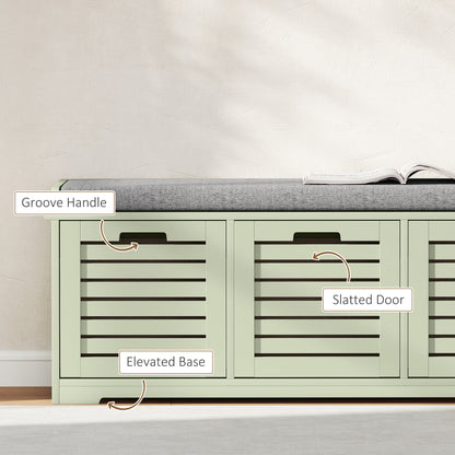 3-Drawer Shoe Storage Bench with 160kg Capacity & 3 fully pull-out drawers - Green
