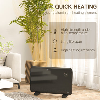 1.2kW Freestand/On-Wall Electric Convector Heater, with Adjustable Thermostat - Black