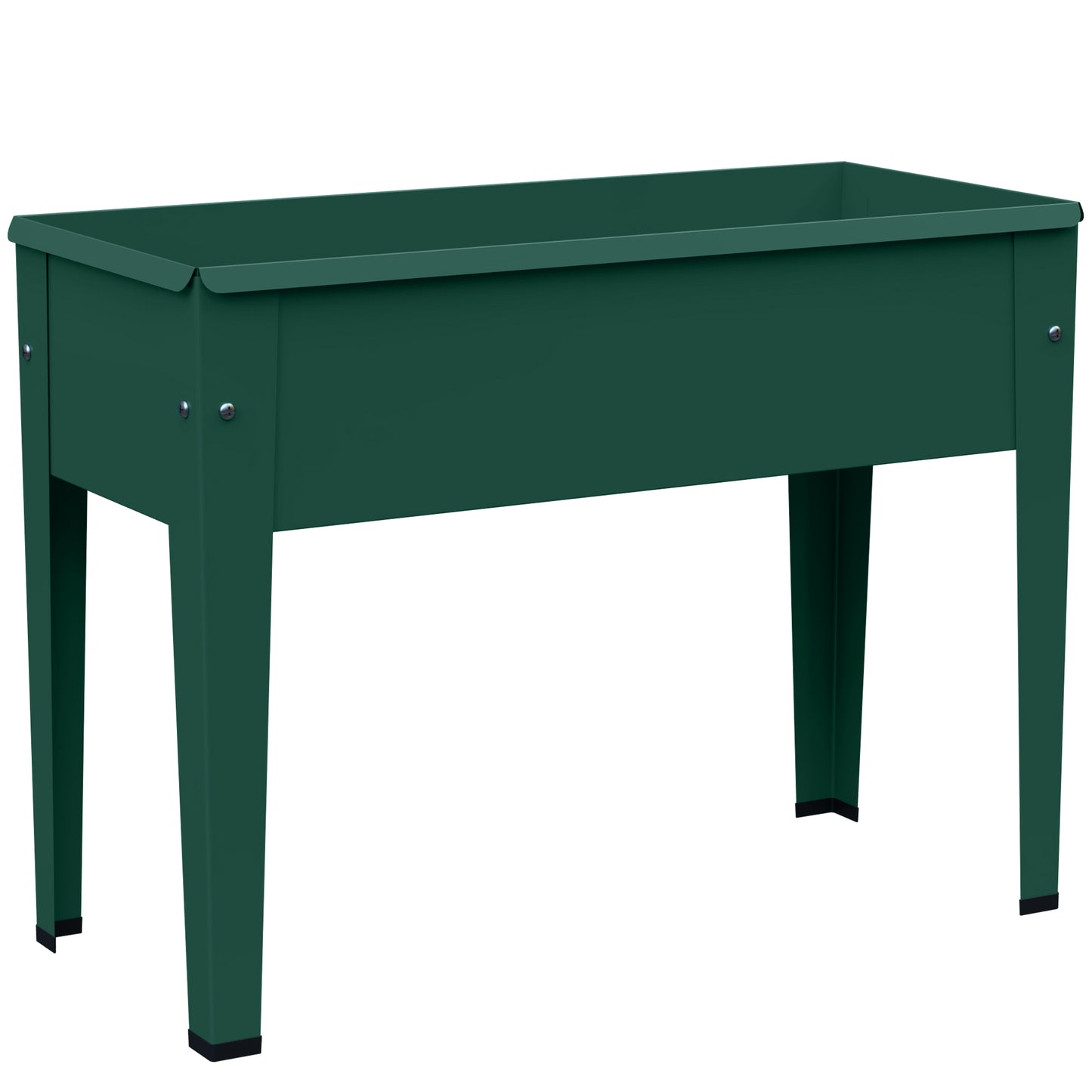 Raised Planter, Metal Raised Garden Bed on Legs with Drainage Hole and Foot Covers, Green