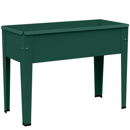 Raised Planter, Metal Raised Garden Bed on Legs with Drainage Hole and Foot Covers, Green