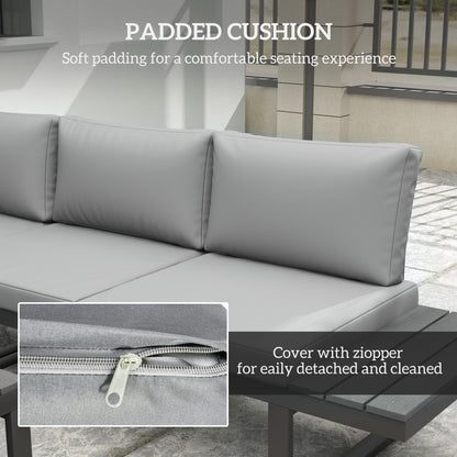 4 Pieces Garden Furniture Set, 5-Level Reclining Garden Corner Sofa Set, Outdoor Lounge Conversation Sectional with Cushions