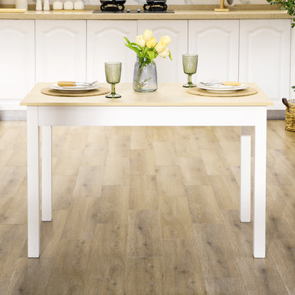Dining Table for 4 to 6, Modern Kitchen Table with Wood Effect Tabletop, Thick Legs, 120L x 70W x 75Hcm, for Dining Room