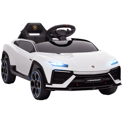 12V Licensed Lamborghini Electric Cars for Kids, Ride On Car with Remote Control for 3-6 Years Old, White