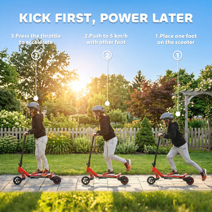 Electric Scooter for Kids, Foldable E Scooter for Age Age 6+ with LED Display, RGB lights, Up to 16km/h, Red