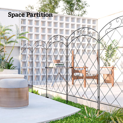 Steel Decorative Swirls Outdoor Picket Fence Panels Set of 4, Black