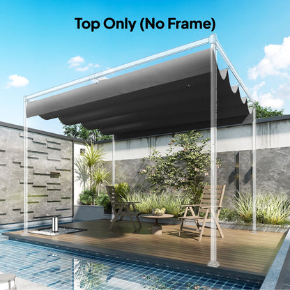 Retractable Pergola Canopy Only, 3.92 x 3.5 m, UV30+ Replacement Canopy Cover for 4 x 3 m Pergola, Dark Grey