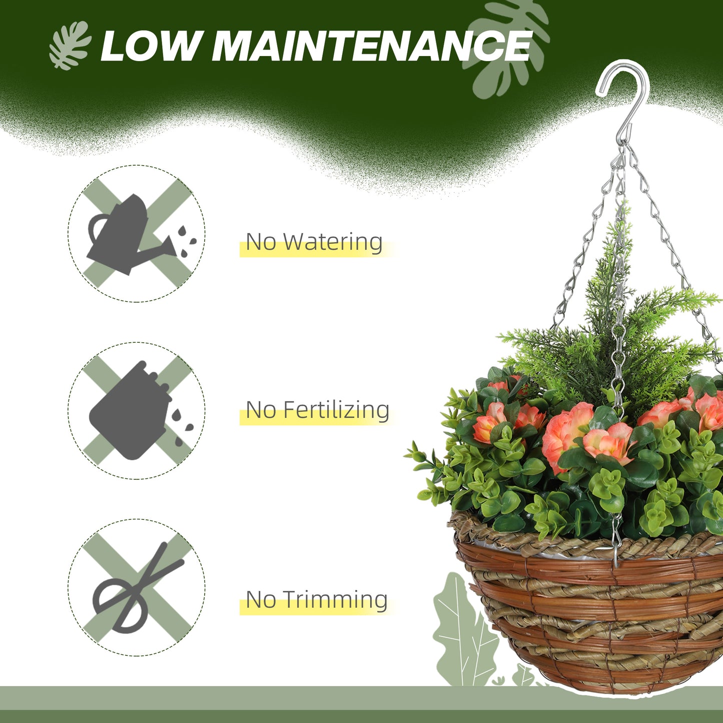 Set of Two Hanging Lisianthus Flower Pots - Orange/Green