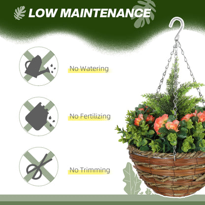 Set of Two Hanging Lisianthus Flower Pots - Orange/Green
