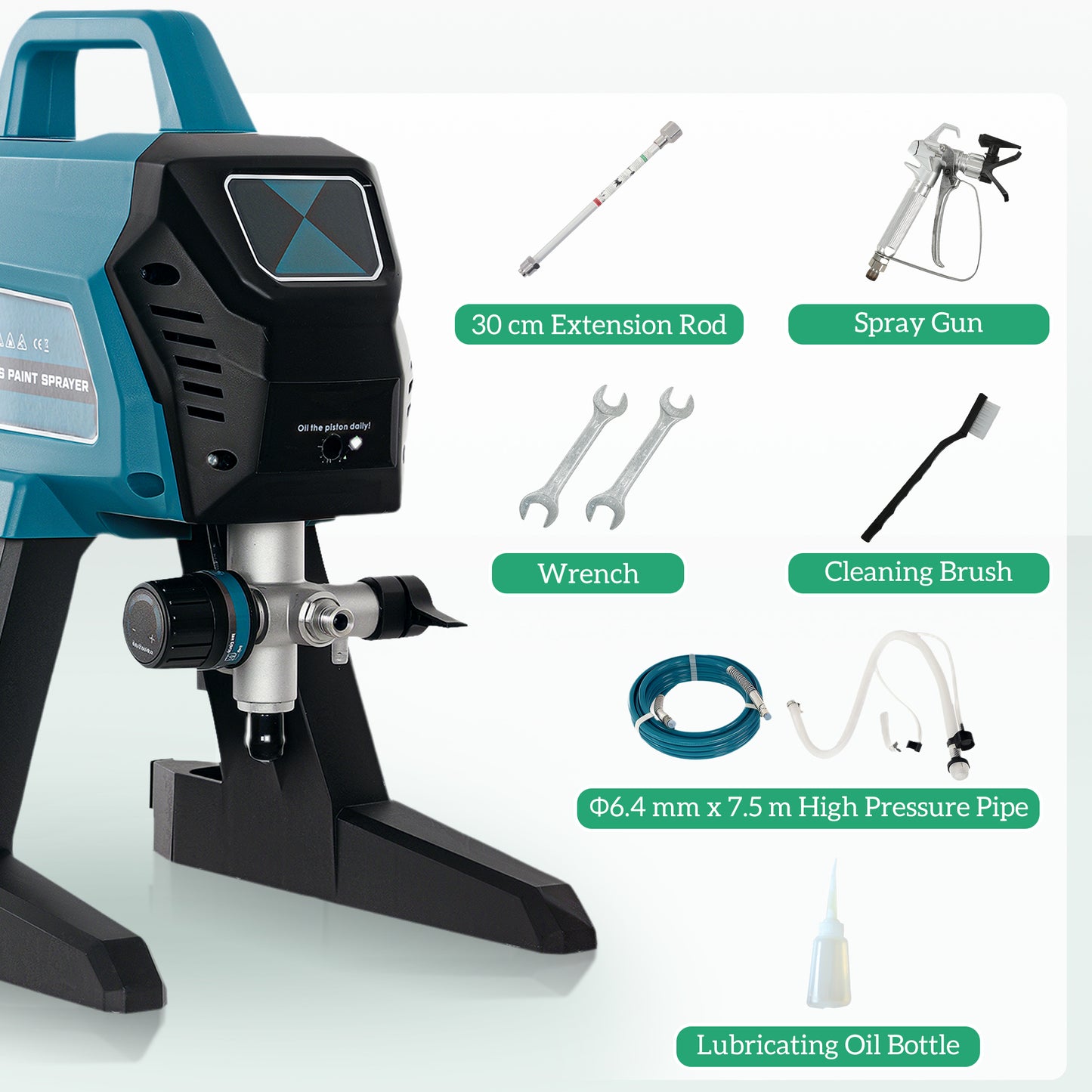 Airless Paint Sprayer, Thinning-Free Electric Paint Spray Gun for Walls, Fences & DIY Projects, 200 Bar High Pressure