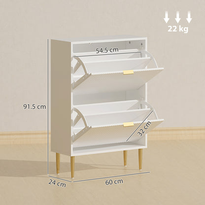 Elegant Two-Drawer Shoe Cabinet - White