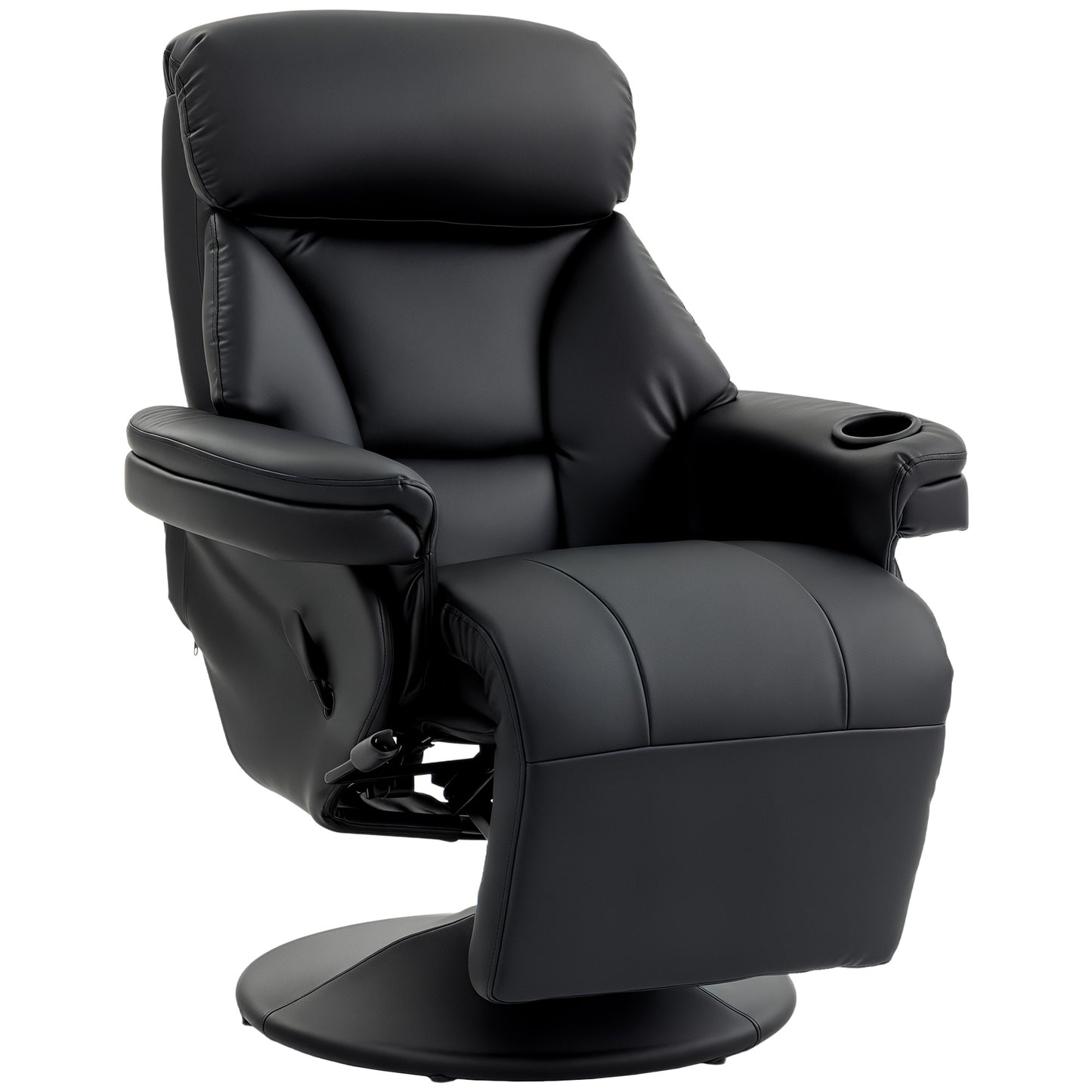 Upholstered Reclining Armchair, Manual Recliner Chair with Footrest and Adjustable Backrest, Black