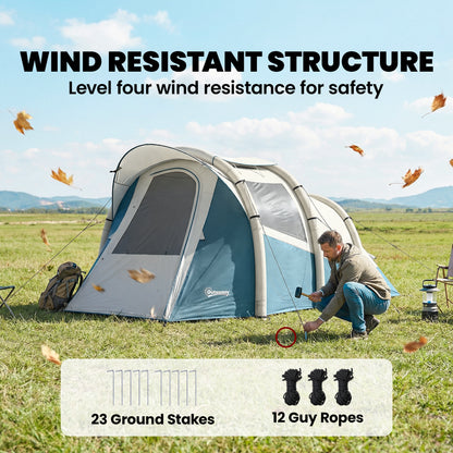 Inflatable Camping Tent w/ Air Pump, Easy Setup 2-3 Person Blow Up Tent, Green
