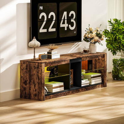 TV Stand Cabinet with LED Lights and Remote Control for TVs up to 65"