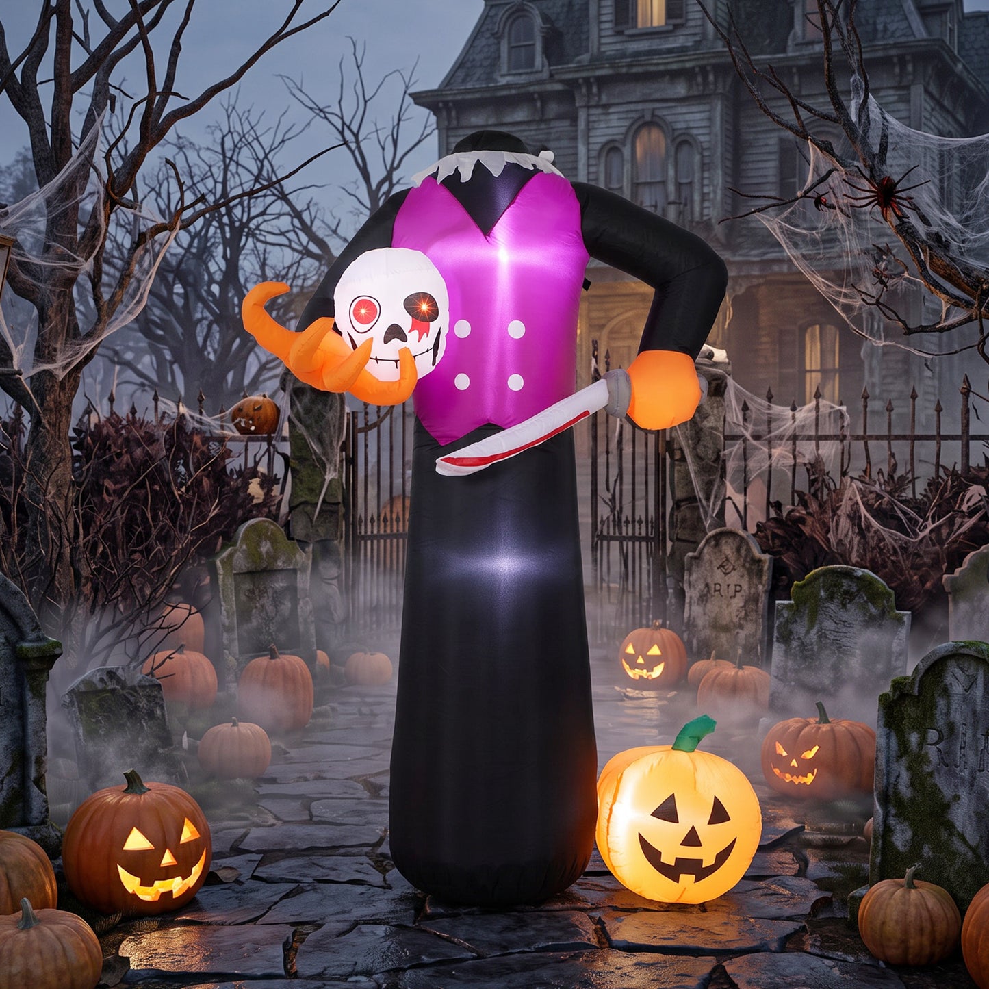 6 FT Halloween Inflatable Headless Skeleton, Blow Up Halloween Skeleton Decoration with LED Lights for Indoor Outdoor