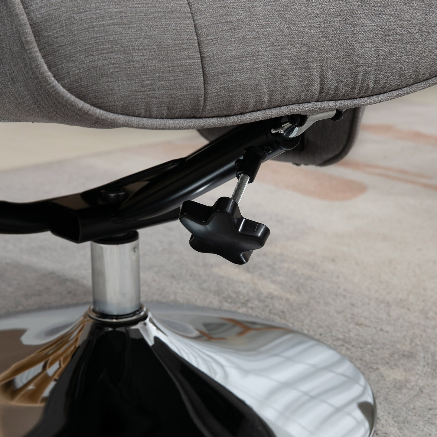 Swivel Recliner Chair with Footstool, Velvet Recliner Armchair with Ottoman, Steel Base