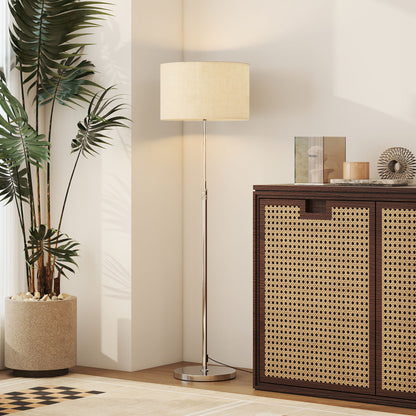 Floor Lamp with Remote, Height Adjustable Standing Lamp with Linen Shade