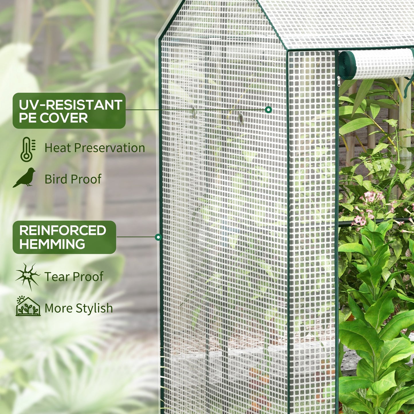 Green House, Mini Greenhouse with 2 Roll-up Doors, Vent Holes and Reinforced Cover, 100 x 80 x 150cm
