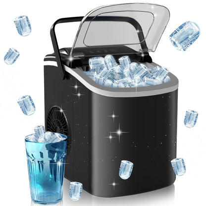 Ice Maker Machine Countertop, 12 KG in 24 H, 9 Cubes in 6 Mins, Portable Ice Cube Maker with Handle