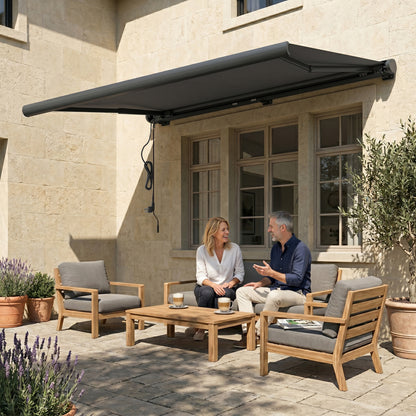 4 x 3(m) Full Cassette Electric Awning with Remote Controller, Aluminium Frame DIY Retractable Garden Awning