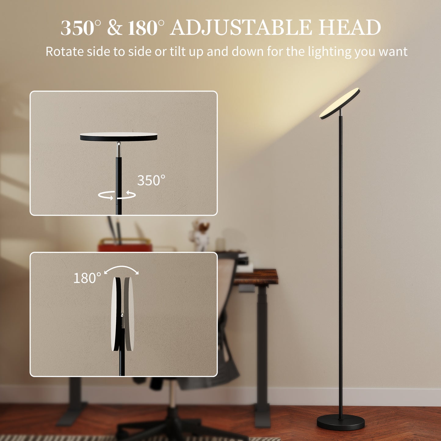 RGB Uplighter Floor Lamp, Tall Dimmable Standing Lamp with Remote & Touch Control