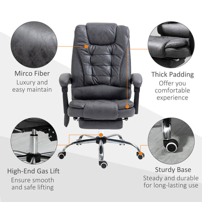 Heated 6 Points Vibration Massage Executive Office Chair Adjustable Swivel Ergonomic High Back Desk Chair Recliner with Footr