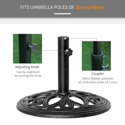 11.5 kg Cast Metal Round Patio Umbrella Base Stand, Umbrella Holder for Outdoor, Patio, Garden, Black