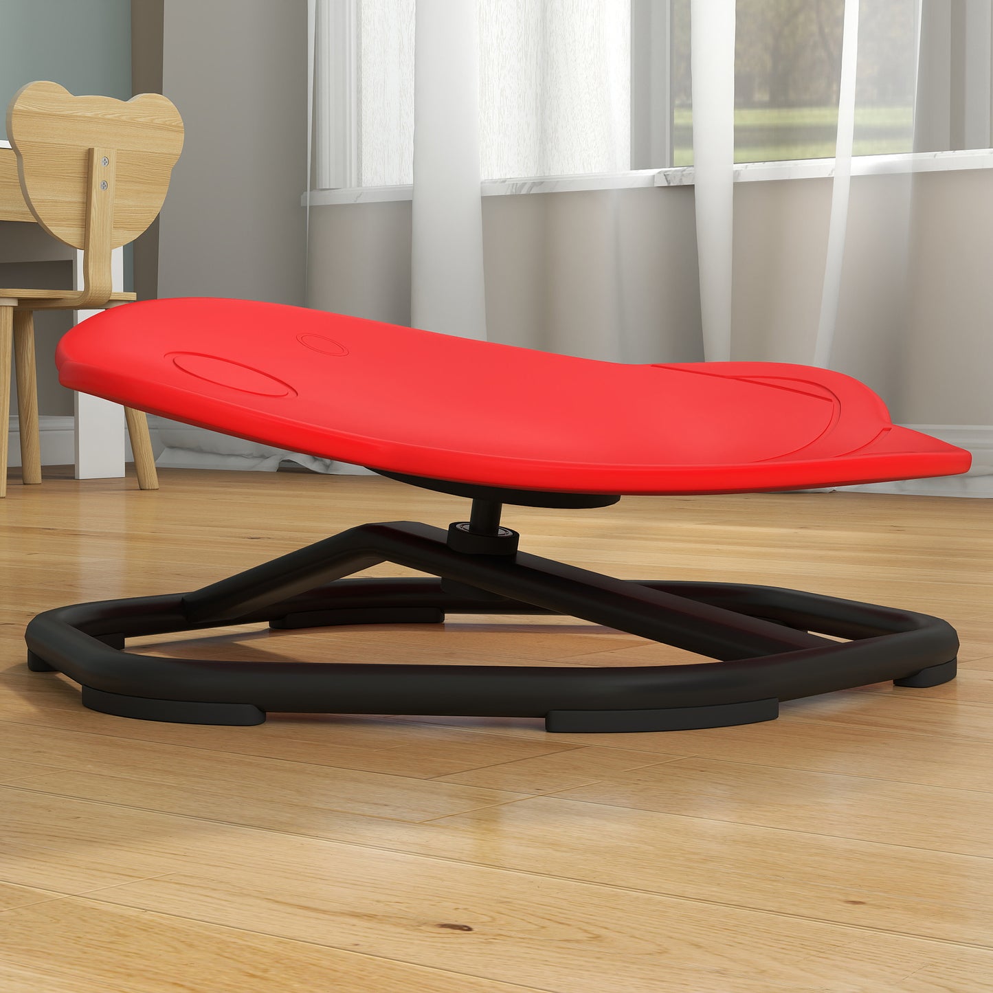 Planet-Shaped-kids Swivel Chair, Sensory Spinning Chair for Balance, Coordination Training, Red