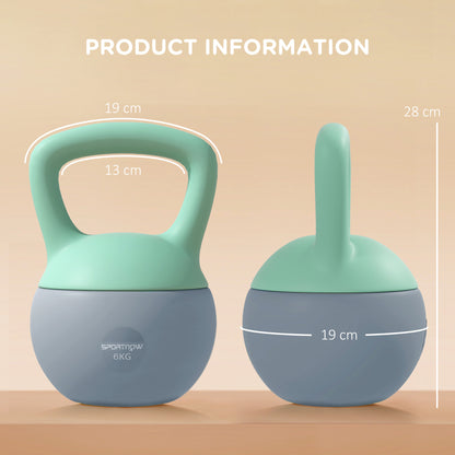 6KG Soft Kettlebell, Kettlebell with Non-Slip Handle for Home Gym, Weight Lifting, Strength Training, Green/Grey