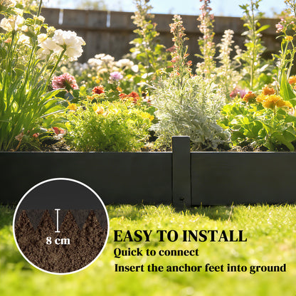 5pcs Garden Fence, Metal Picket Fence Panels, 102x20cm, Black