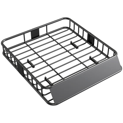 Universal Roof Rack Basket Tray, 90.7 kg Steel Car Rooftop Luggage Cargo Carrier Holder with Wind Fairing