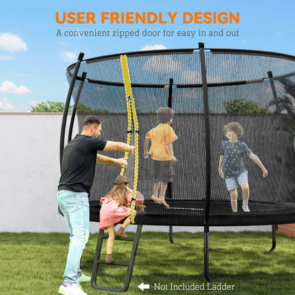 8ft Outdoor Trampoline with Enclosure Net, Spring Cover, Black