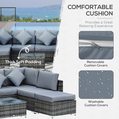 8 Piece Rattan Corner Sofa Set with Wide & Deep Seat, Assembled Aluminium PE Rattan Garden Furniture Set
